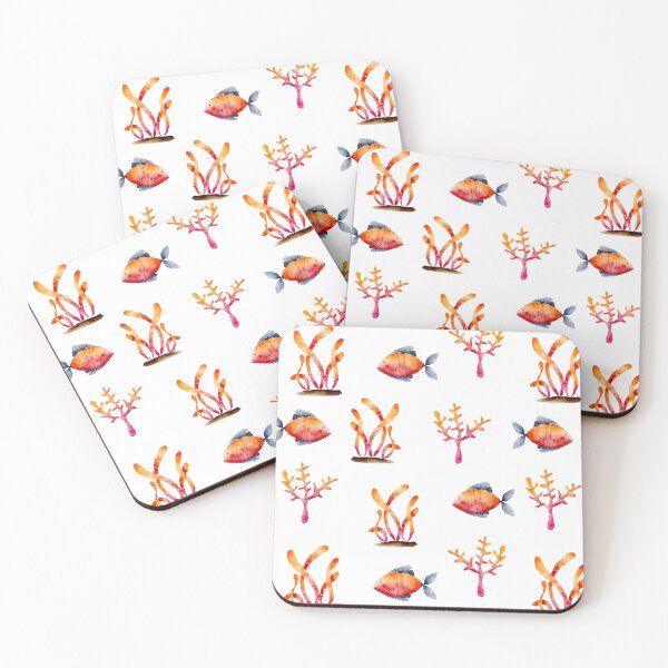 Item preview, Orange Watercolor Fish and Seaweeds  designed and sold by Farissa Designs.