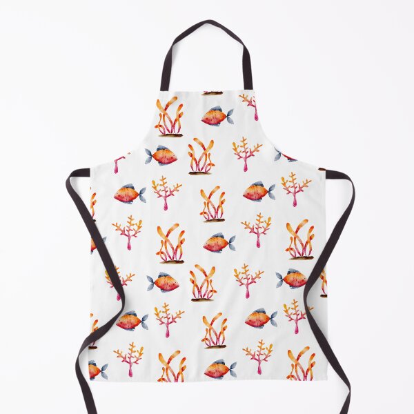 Item preview, Orange Watercolor Fish and Seaweeds  designed and sold by Farissa Designs.