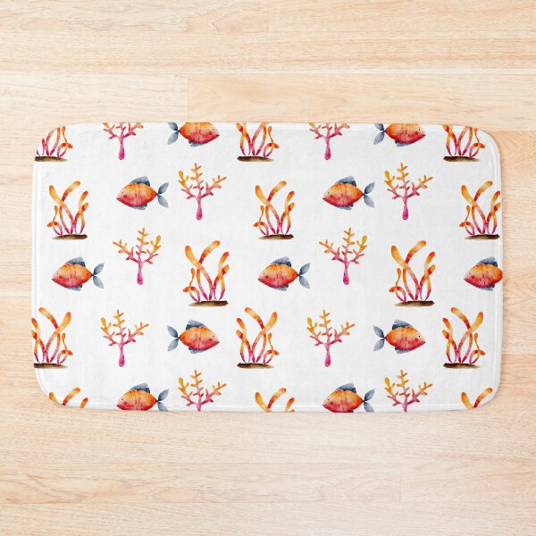 Item preview, Orange Watercolor Fish and Seaweeds  designed and sold by Farissa Designs.
