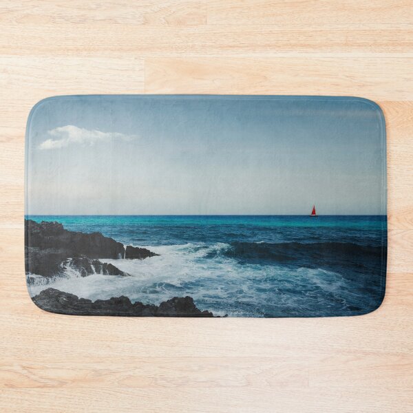 Item preview, Solitary Red Sail Boat on Blue Horizon designed and sold by Dyrk Wyst Redbubble Shop.