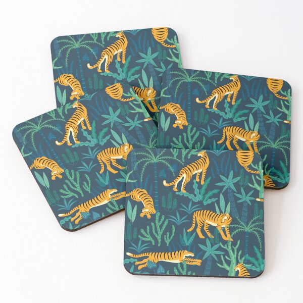 Item preview, Tigers in Teal Jungle Pattern designed and sold by NicolaZhukov.