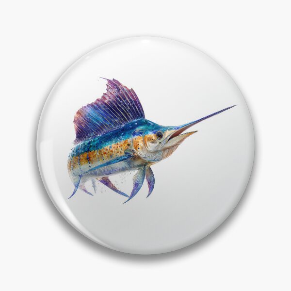 Item preview, marlin fish side view on white background designed and sold by wonderisland.