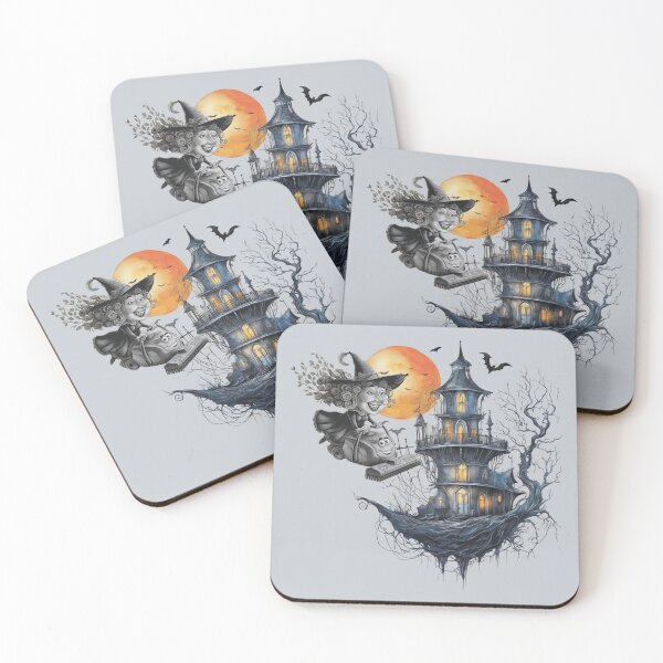 Item preview, A witch on a vacuum cleaner. A scary castle. designed and sold by MagelliShop.