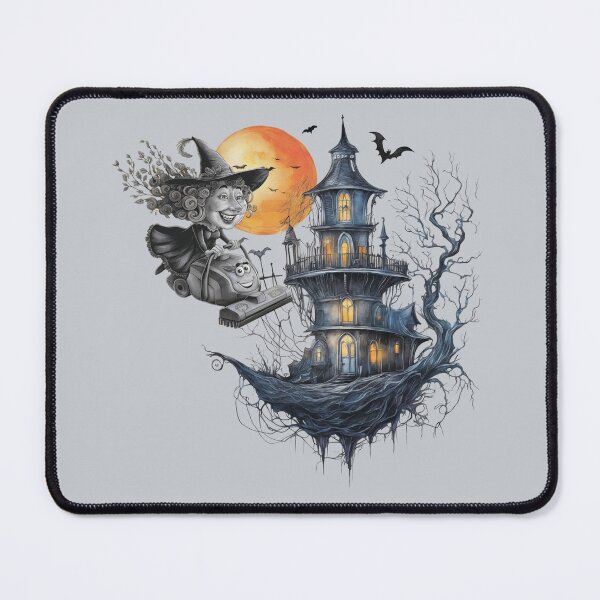 Item preview, A witch on a vacuum cleaner. A scary castle. designed and sold by MagelliShop.