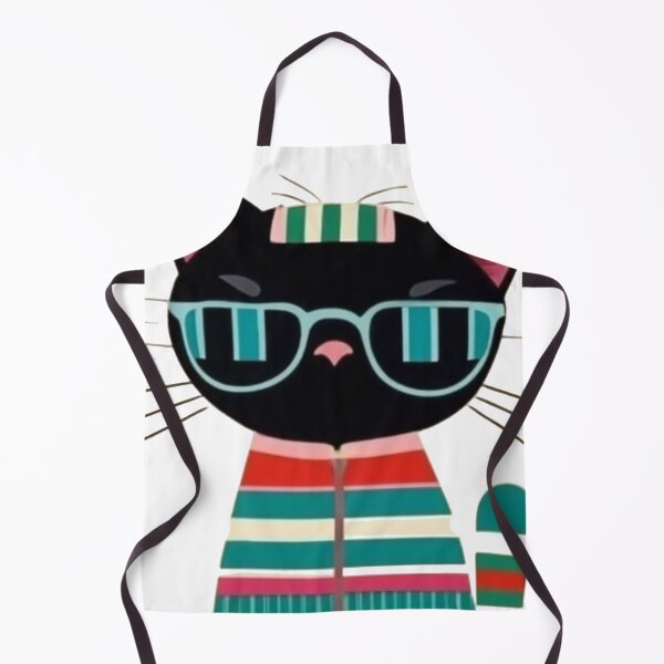 Item preview, Cool Black Cat in Rainbow Glasses : Funky Striped Kitty Design designed and sold by AlienTechs.