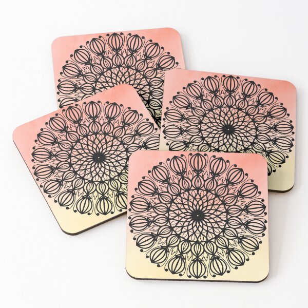 Item preview, Abstract intricate yellow orange watercolor indian floral mandala designed and sold by DivineMandala.