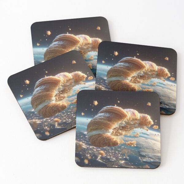Item preview, Zero Gravity Croissant Illustration – Futuristic Space Breakfast Pastry Floating in Outer Space designed and sold by ThaiArtShop.