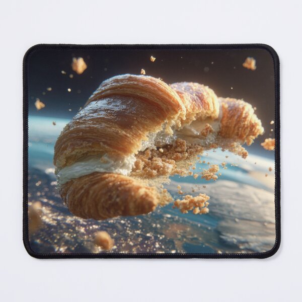 Item preview, Zero Gravity Croissant Illustration – Futuristic Space Breakfast Pastry Floating in Outer Space designed and sold by ThaiArtShop.