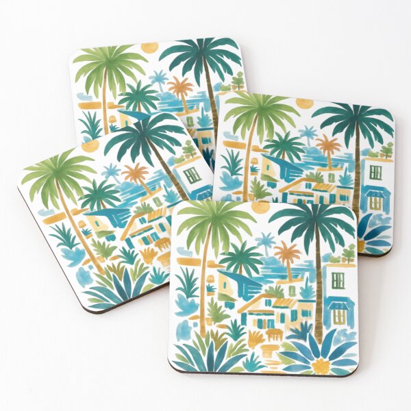 Item preview, Colorful Ibiza Tropical Landscape Illustration designed and sold by TrendingJoyPicks.