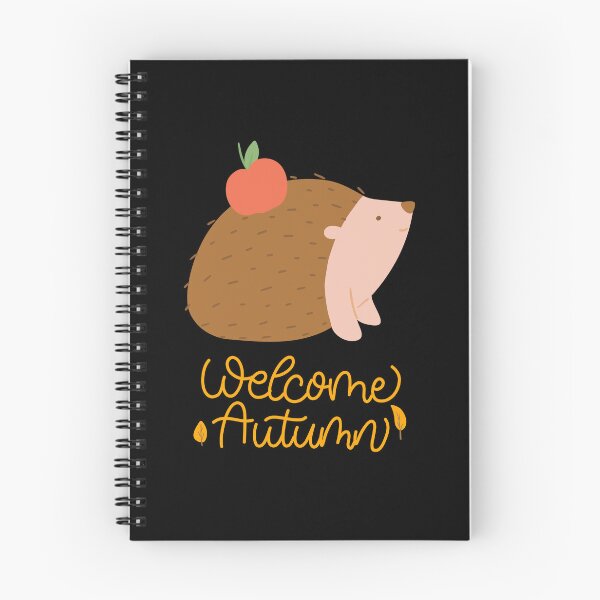 Item preview, Cute Hedgehog with Apple "Welcome Autumn" Calligraphy T-Shirt designed and sold by FestivityFinds.