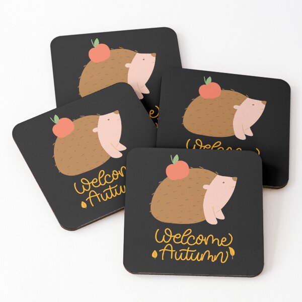 Item preview, Cute Hedgehog with Apple "Welcome Autumn" Calligraphy T-Shirt designed and sold by FestivityFinds.