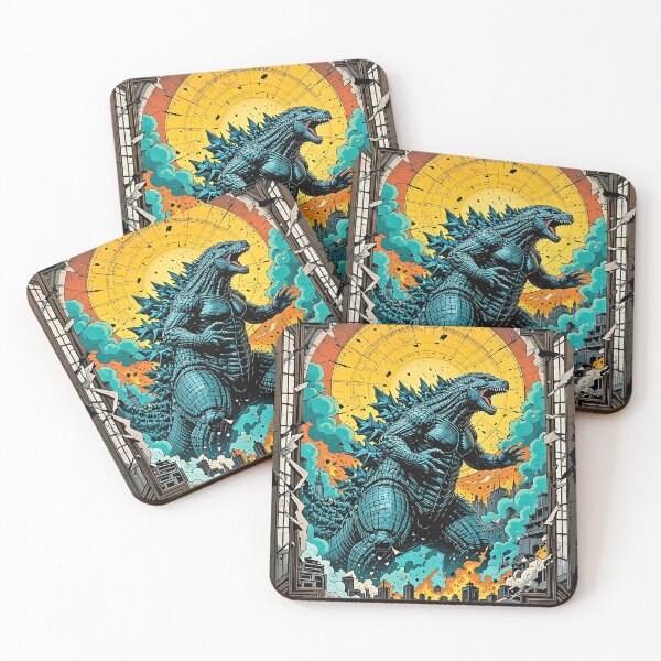 Item preview, Infernal Kaiju Beast Unleashed Upon Crumbling Neon City designed and sold by BorgSpareParts.