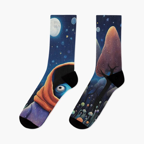 Item preview, Sad lonely Alien wearing a hoodie looks up at the night sky designed and sold by Colin Bentham.