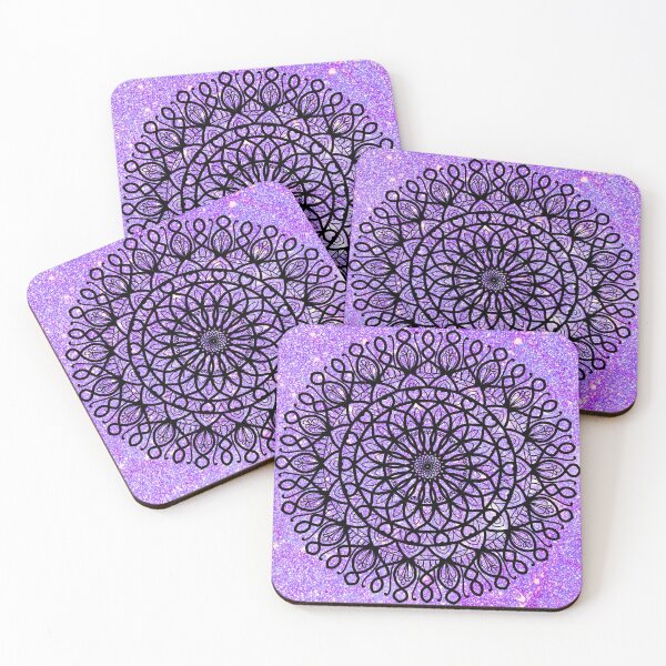 Item preview, Purple metallic minimalist feminine cute Geometric indian floral mandala designed and sold by DivineMandala.
