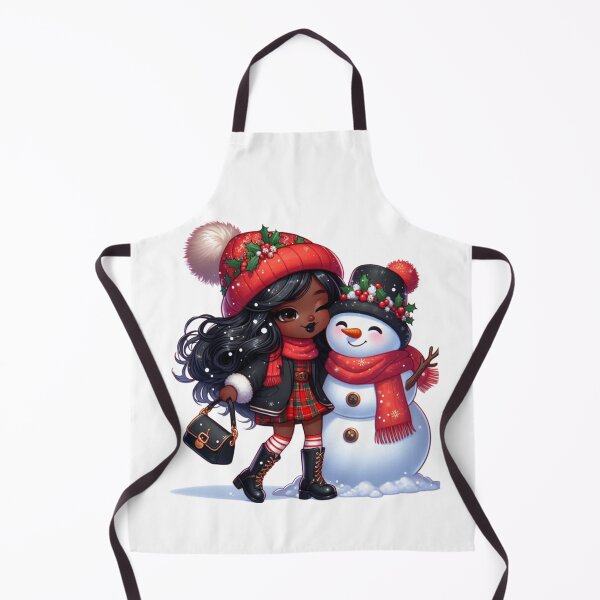 Item preview, Afro Christmas Girl with Snowman – Cute Holiday Art designed and sold by Lulunza.