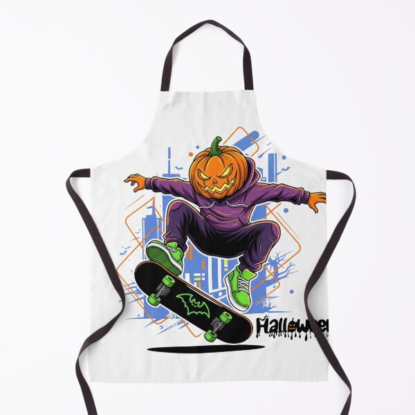 Item preview, Skate or Treat: Jack-o'-Lantern Skateboarder in the City ,Skater Pumpkin Halloween Skateboard Trick or Treat Design designed and sold by Happyfreedom.
