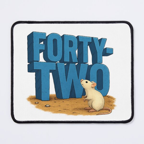 Item preview, White mouse looking up at the number forty-two designed and sold by MisterMessy.