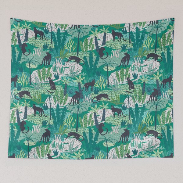 Item preview, Black Panthers in Lush Jungle designed and sold by NicolaZhukov.