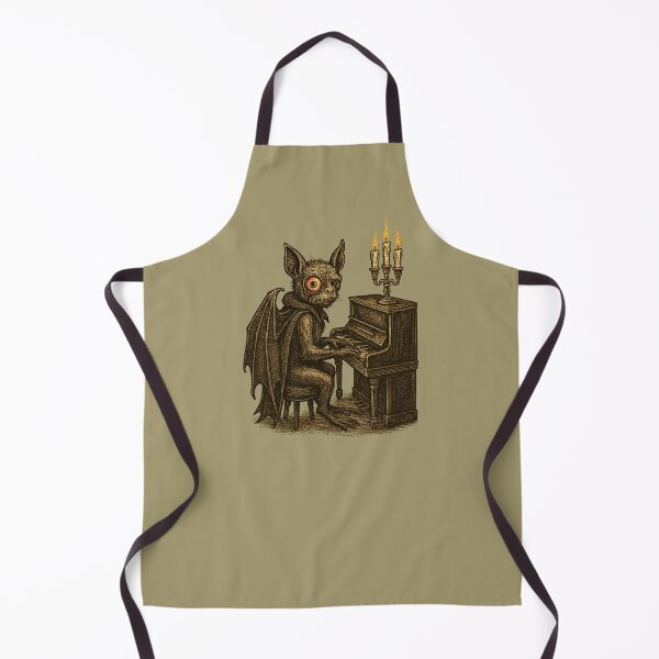 Item preview, Bat Demon at Piano – Vintage Etching Illustration with Red Eye designed and sold by Meandmyshop.