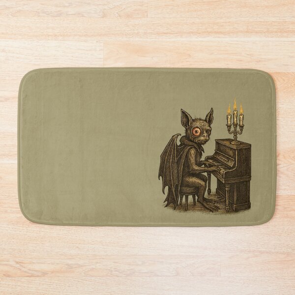 Item preview, Bat Demon at Piano – Vintage Etching Illustration with Red Eye designed and sold by Meandmyshop.