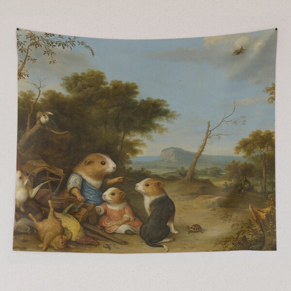 Item preview, Guinea Pigs in a Baroque Hunting Scene (After Hondecoeter) designed and sold by gandolfwizard.