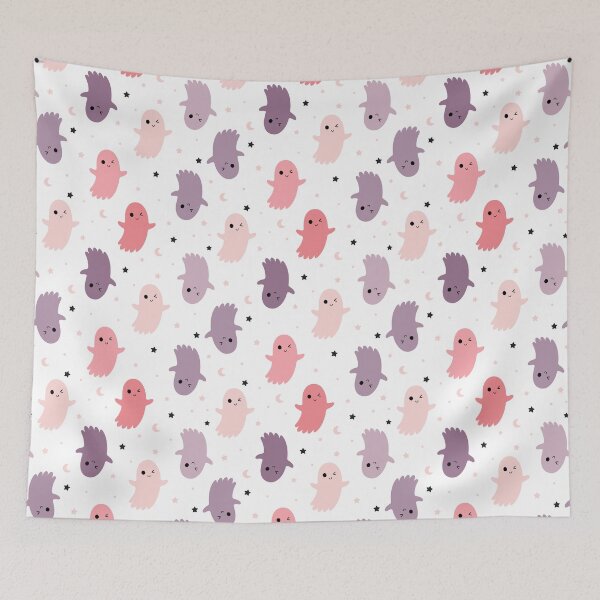 Item preview, Halloween Pattern with Kawaii Ghosts designed and sold by Julza Art.