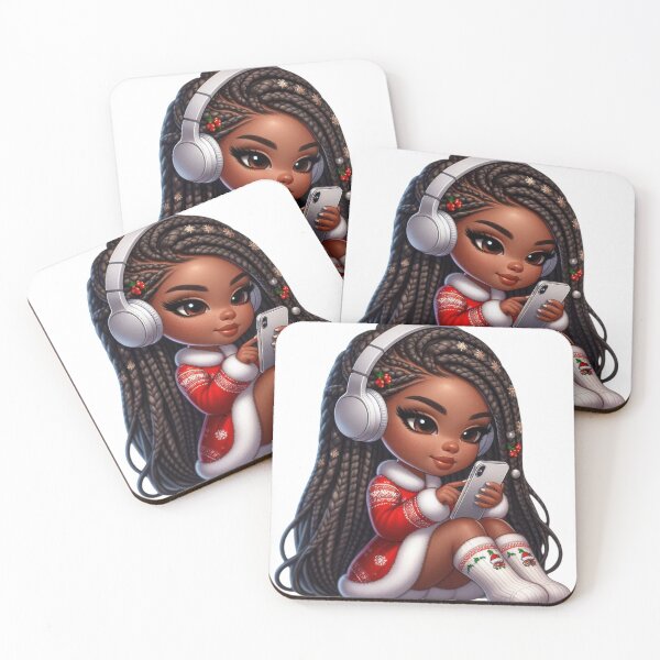 Item preview, Afro Christmas Girl with Headphones – Cozy Holiday Vibes designed and sold by Lulunza.