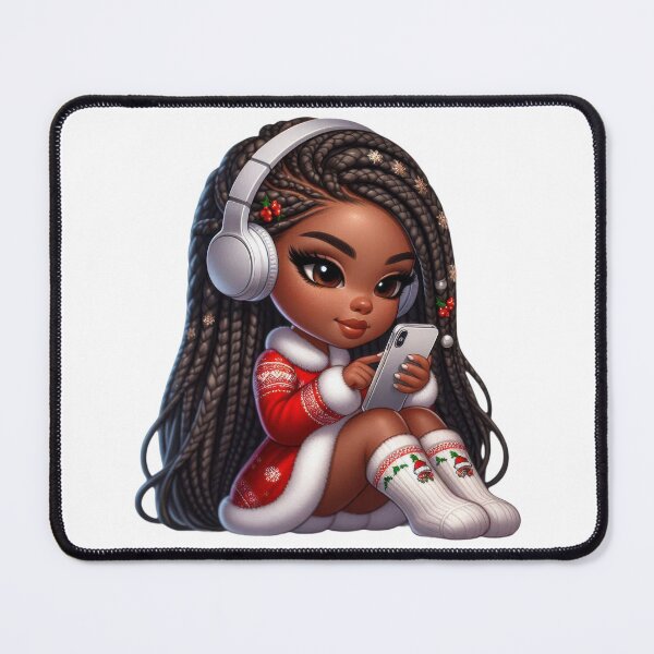 Item preview, Afro Christmas Girl with Headphones – Cozy Holiday Vibes designed and sold by Lulunza.