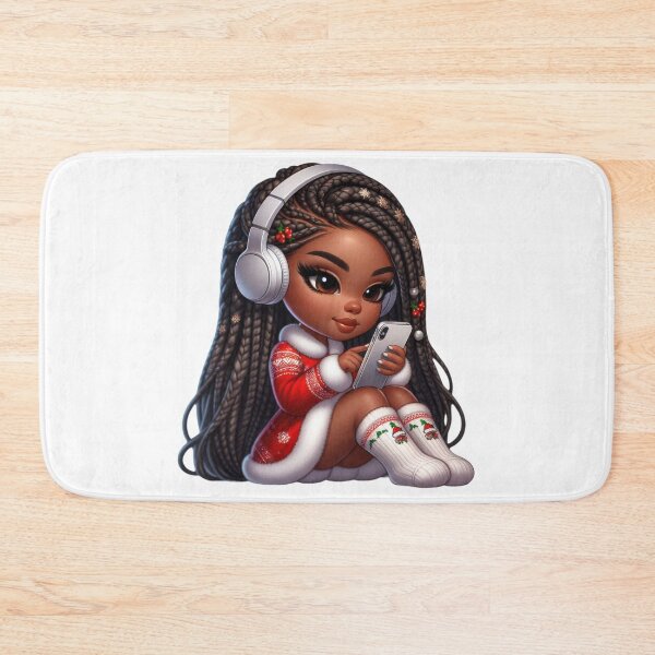Item preview, Afro Christmas Girl with Headphones – Cozy Holiday Vibes designed and sold by Lulunza.