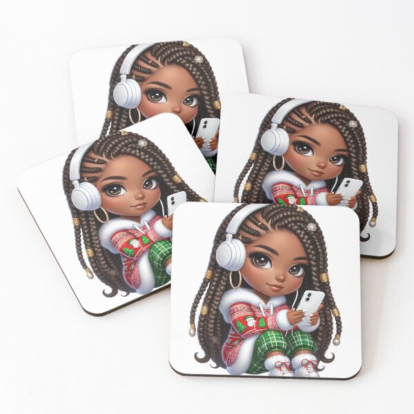 Item preview, Afro Christmas Girl in Festive Outfit – Holiday Music Vibes designed and sold by Lulunza.