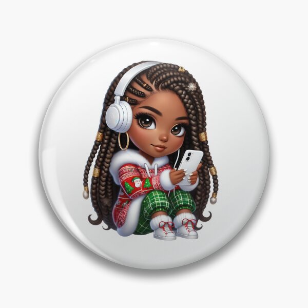 Item preview, Afro Christmas Girl in Festive Outfit – Holiday Music Vibes designed and sold by Lulunza.