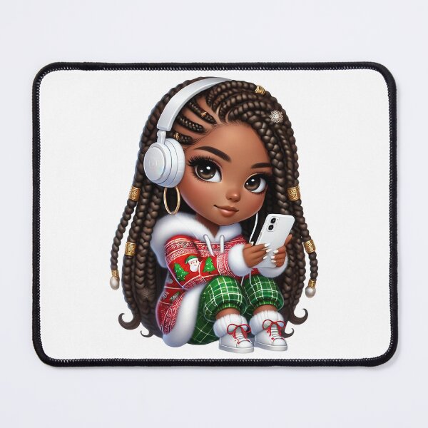 Item preview, Afro Christmas Girl in Festive Outfit – Holiday Music Vibes designed and sold by Lulunza.