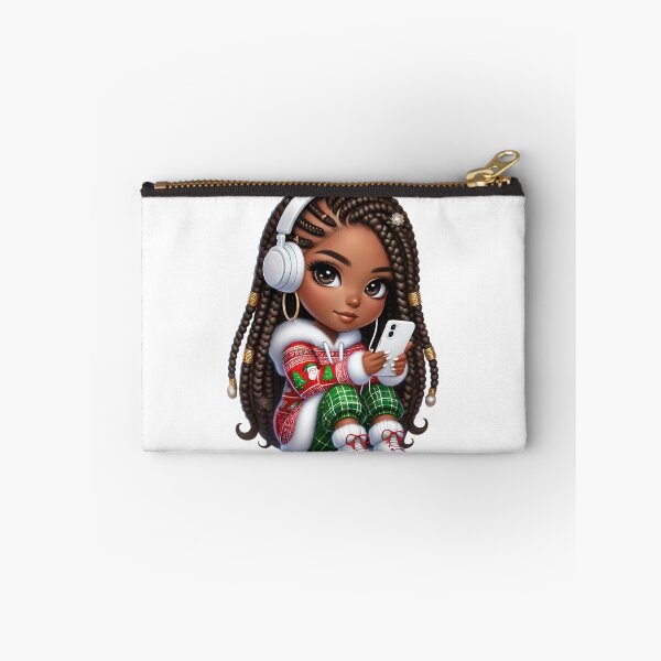 Item preview, Afro Christmas Girl in Festive Outfit – Holiday Music Vibes designed and sold by Lulunza.