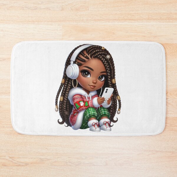 Item preview, Afro Christmas Girl in Festive Outfit – Holiday Music Vibes designed and sold by Lulunza.