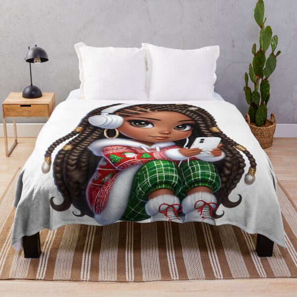 Item preview, Afro Christmas Girl in Festive Outfit – Holiday Music Vibes designed and sold by Lulunza.