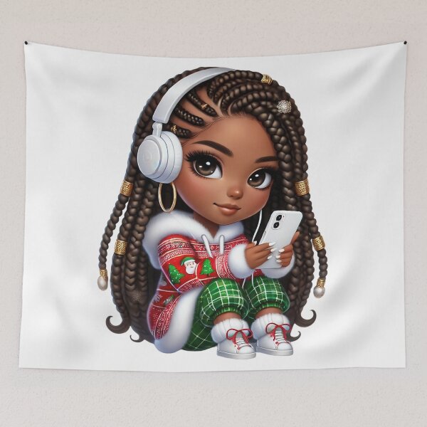 Artikelvorschau, Afro-Weihnachtsmädchen im festlichen Outfit – Weihnachtsmusik-Vibes entworfen und verkauft von Lulunza.