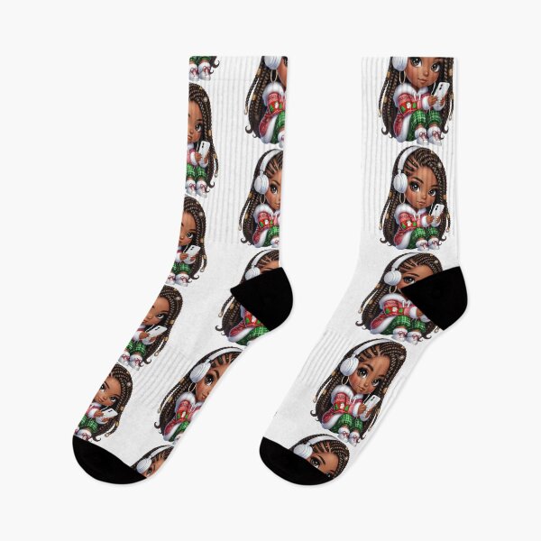 Item preview, Afro Christmas Girl in Festive Outfit – Holiday Music Vibes designed and sold by Lulunza.