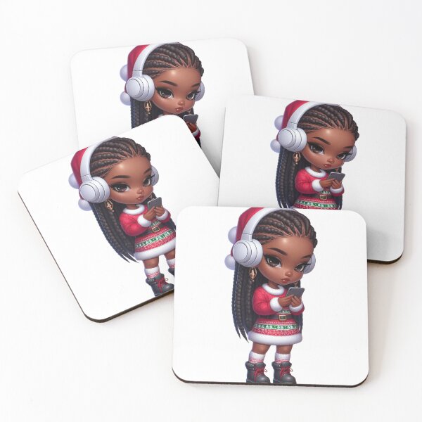 Item preview, Afro Christmas Girl with Braids – Festive Holiday Style designed and sold by Lulunza.