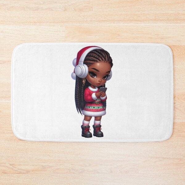 Item preview, Afro Christmas Girl with Braids – Festive Holiday Style designed and sold by Lulunza.