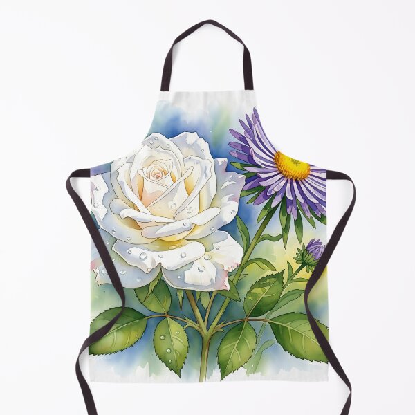 Item preview, Elegant Blossom Duo: White Rose & Aster Watercolor designed and sold by meesub.
