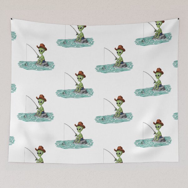 Item preview, Alien Fishing with a cowboy hat designed and sold by Too Kool Designing .