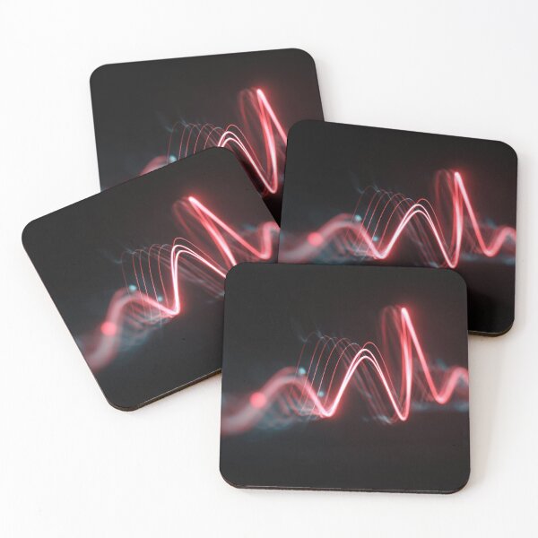 Item preview, Glowing Red Waveform with Digital Particles, Abstract Medical and Sound Frequency Visualization designed and sold by ThaiArtShop.