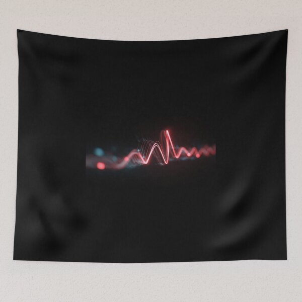 Item preview, Glowing Red Waveform with Digital Particles, Abstract Medical and Sound Frequency Visualization designed and sold by ThaiArtShop.
