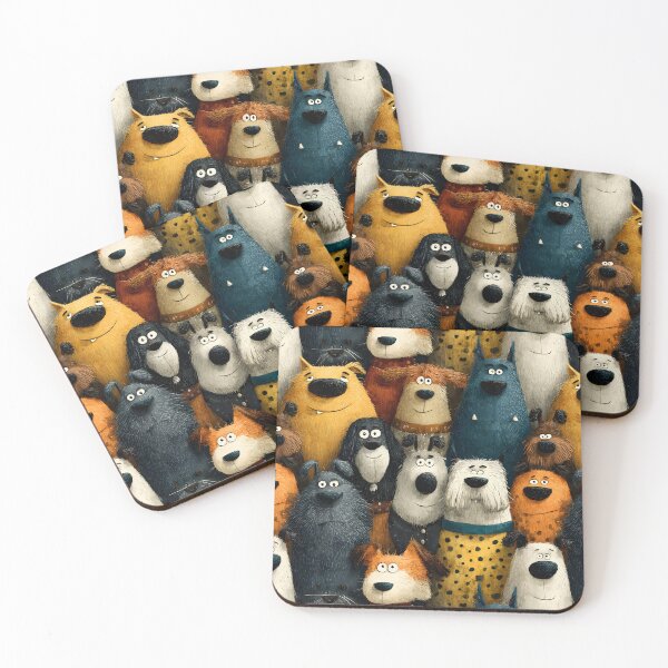 Item preview, Funny Dogs Cute Cartoon Animals Retro Pattern designed and sold by SecretDicer.