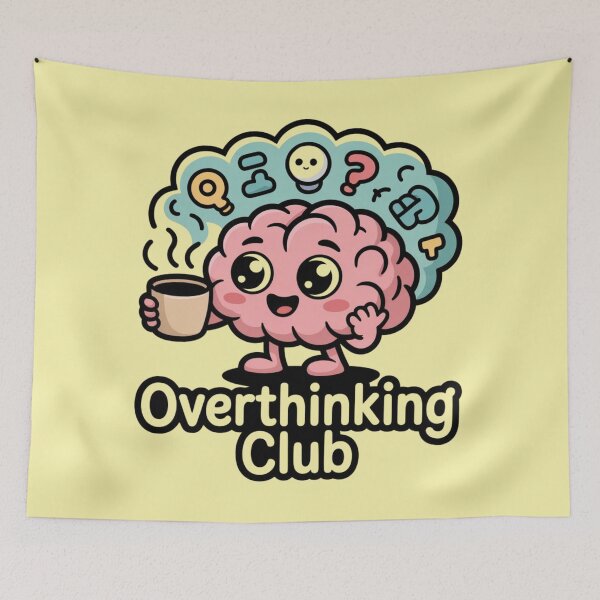 Item preview, Overthinking Club — Cute Brain Mascot Design designed and sold by Timeless Design.