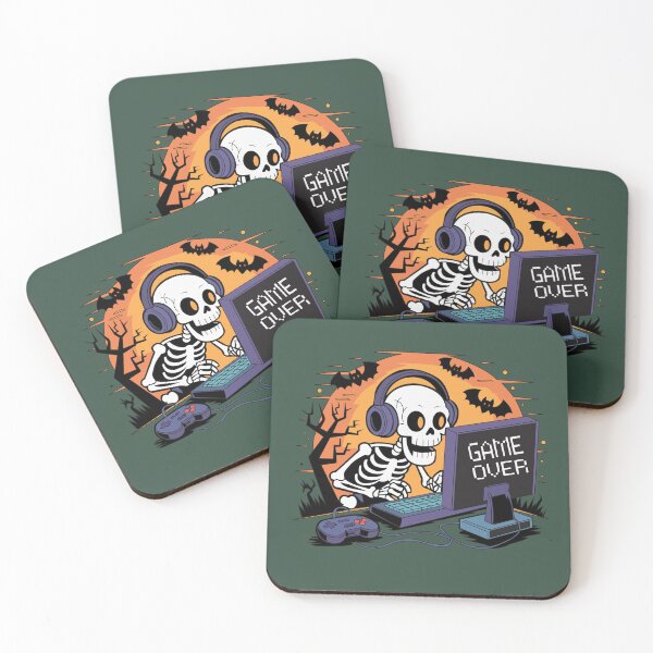 Item preview, Skeleton Gamer Game Over Funny Halloween Gaming Design designed and sold by FreshVibe Prints.