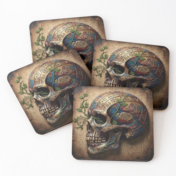 Item preview, Graffiti on the skull of the Pharaoh of ancient Egypt with ancient Arabic and Egyptian writing designed and sold by jotcar.