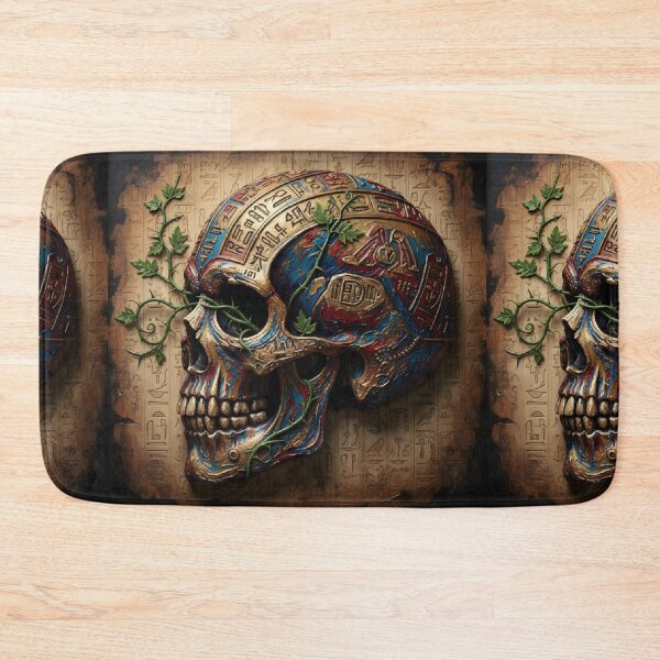 Item preview, Graffiti on the skull of the Pharaoh of ancient Egypt with ancient Arabic and Egyptian writing designed and sold by jotcar.