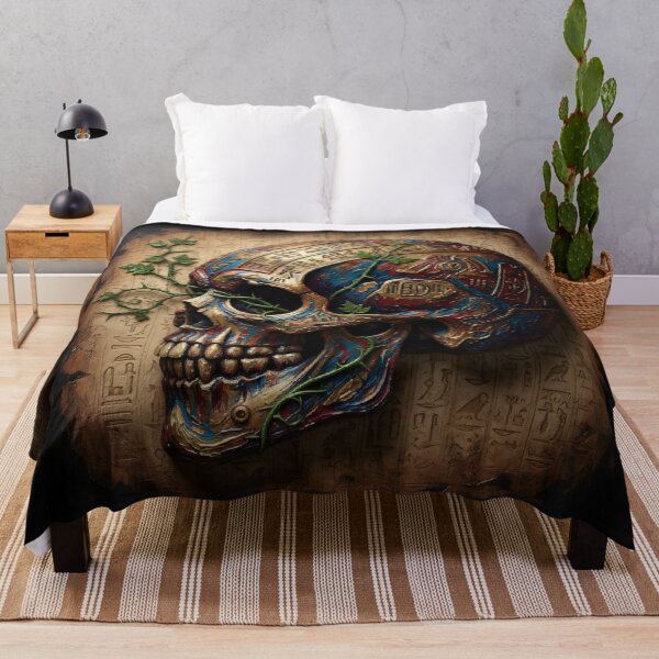 Item preview, Graffiti on the skull of the Pharaoh of ancient Egypt with ancient Arabic and Egyptian writing designed and sold by jotcar.