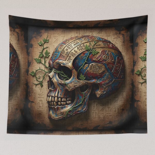 Item preview, Graffiti on the skull of the Pharaoh of ancient Egypt with ancient Arabic and Egyptian writing designed and sold by jotcar.